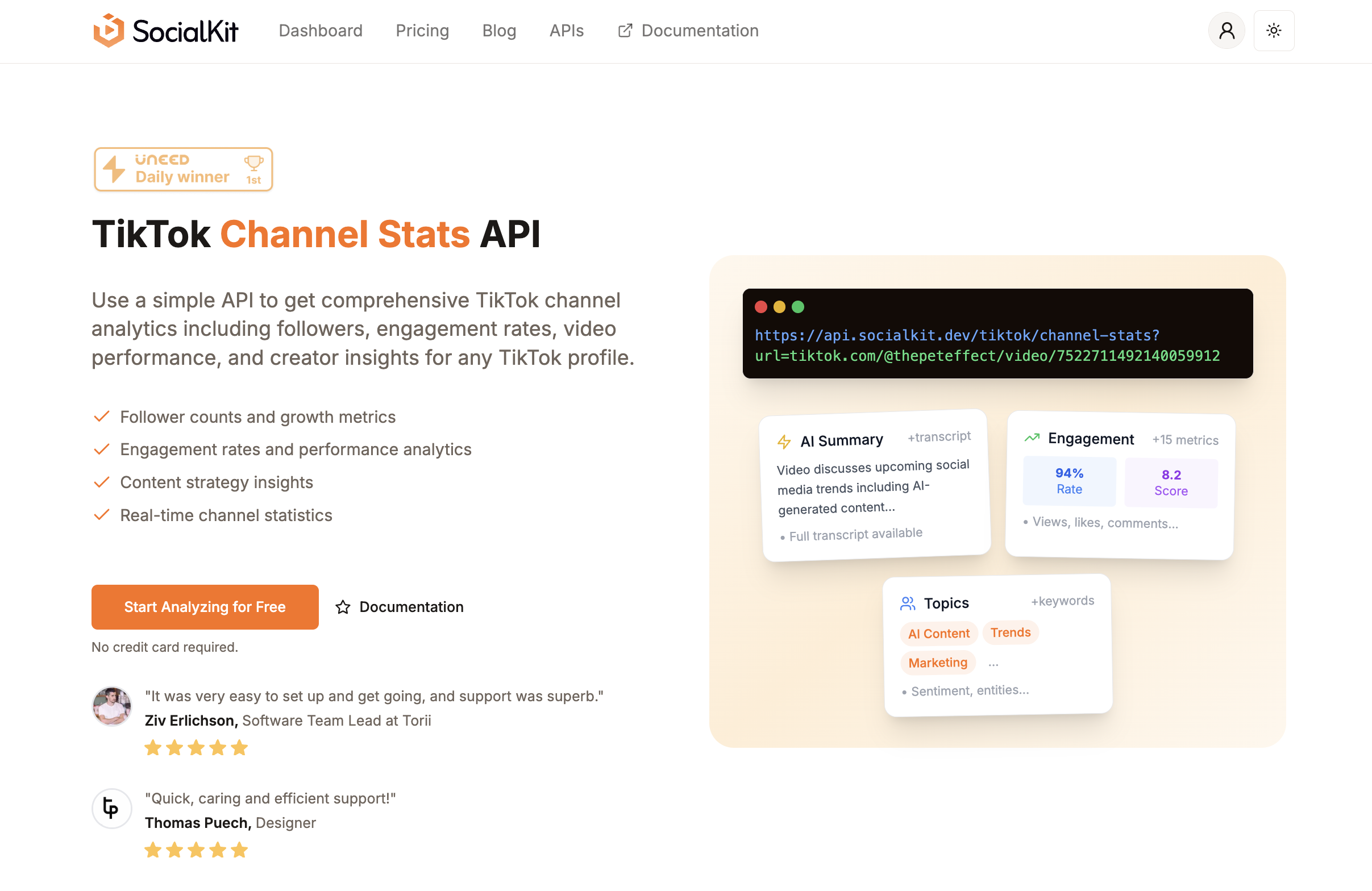 SocialKit TikTok Channel API